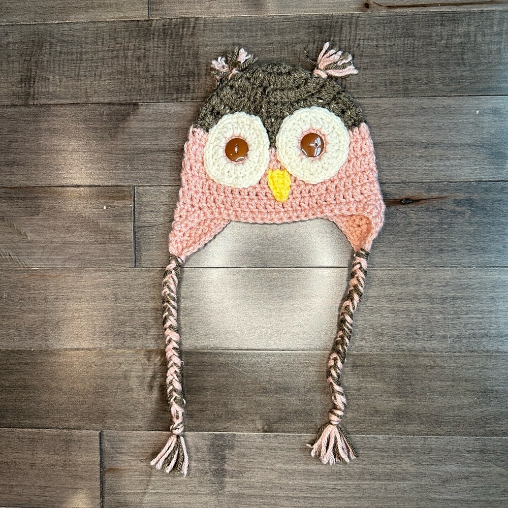 Crochet Owl Hat‎ Size 0-12 months